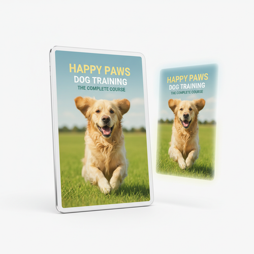 Capa do guia digital de treino de cães em fundo branco